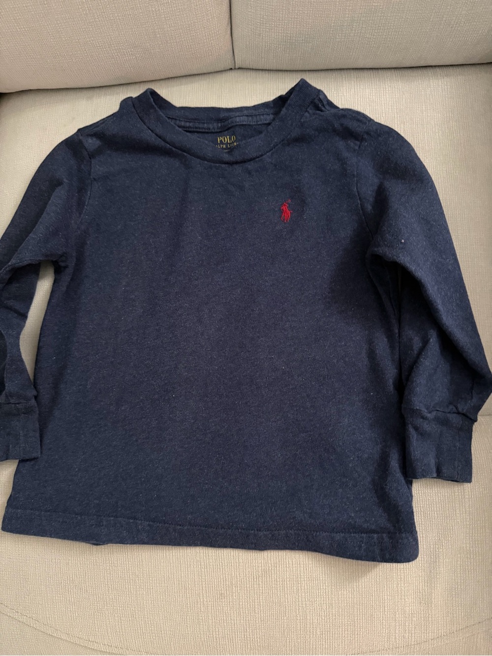 Polo by Ralph Lauren Navy Long Sleeve Tee with Red Pony - Kids